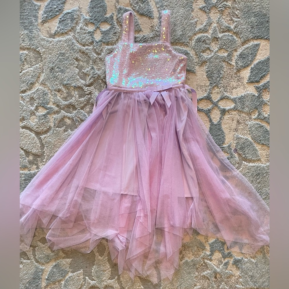 Zunie Purple Sequined Dress/Costume with Tulle Skirt, Girls Size Small - Picture 3 of 5